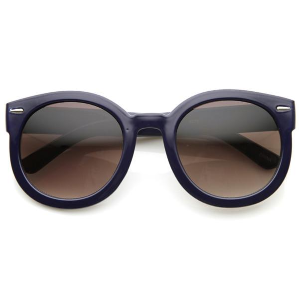 zeroUV Womens Designer Round Oversize Retro Fashion Sunglasses 8623 Sunglasses White Smoke Blue Lavender