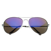 zeroUV Retro Flash Color Mirrored Lens Metal Aviator Sunglasses 1485 Sunglasses White Smoke Ice,Fire,Sun,Midnight