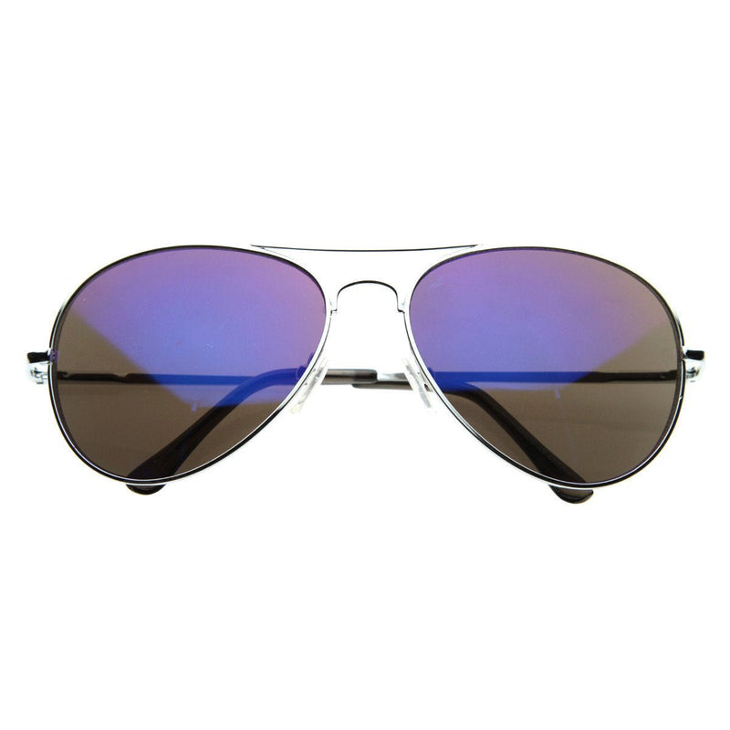 zeroUV Retro Flash Color Mirrored Lens Metal Aviator Sunglasses 1485 Sunglasses White Smoke Ice,Fire,Sun,Midnight