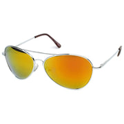 zeroUV Retro Flash Color Mirrored Lens Metal Aviator Sunglasses 1485 Sunglasses White Smoke Sun