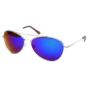 zeroUV Retro Flash Color Mirrored Lens Metal Aviator Sunglasses 1485 Sunglasses White Smoke Ice,Fire,Sun,Midnight