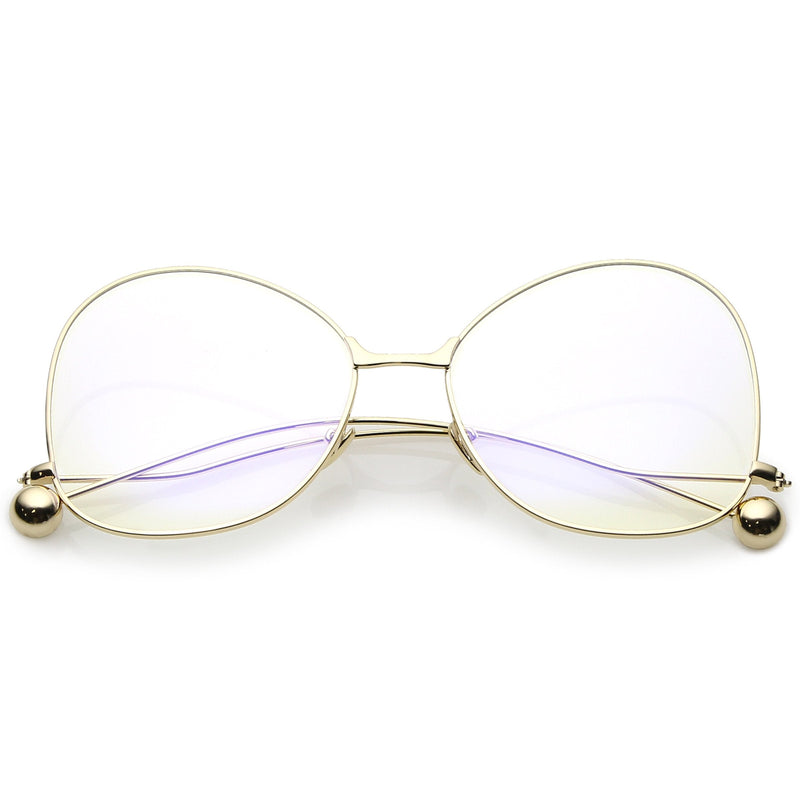 zeroUV Women's Vintage Oversize Butterfly Clear Lens Glasses C418 Glasses White Smoke Gold Clear
