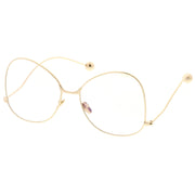 zeroUV Women's Vintage Oversize Butterfly Clear Lens Glasses C418 Glasses White Smoke Gold Clear,Silver Clear