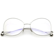zeroUV Women's Vintage Oversize Butterfly Clear Lens Glasses C418 Glasses White Smoke Silver Clear