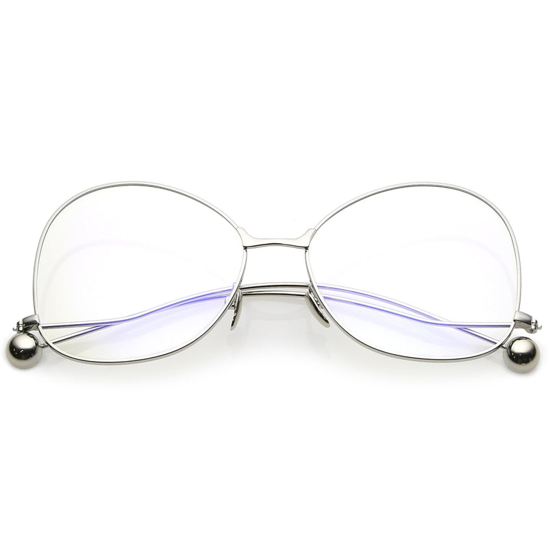 zeroUV Women's Vintage Oversize Butterfly Clear Lens Glasses C418 Glasses White Smoke Silver Clear