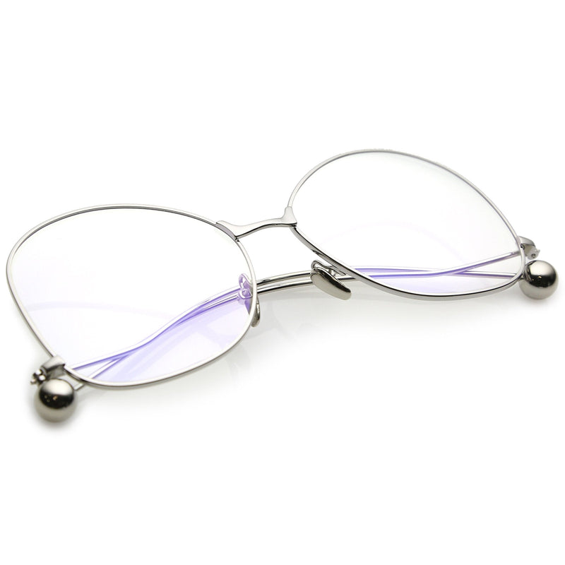 zeroUV Women's Vintage Oversize Butterfly Clear Lens Glasses C418 Glasses White Smoke Gold Clear,Silver Clear