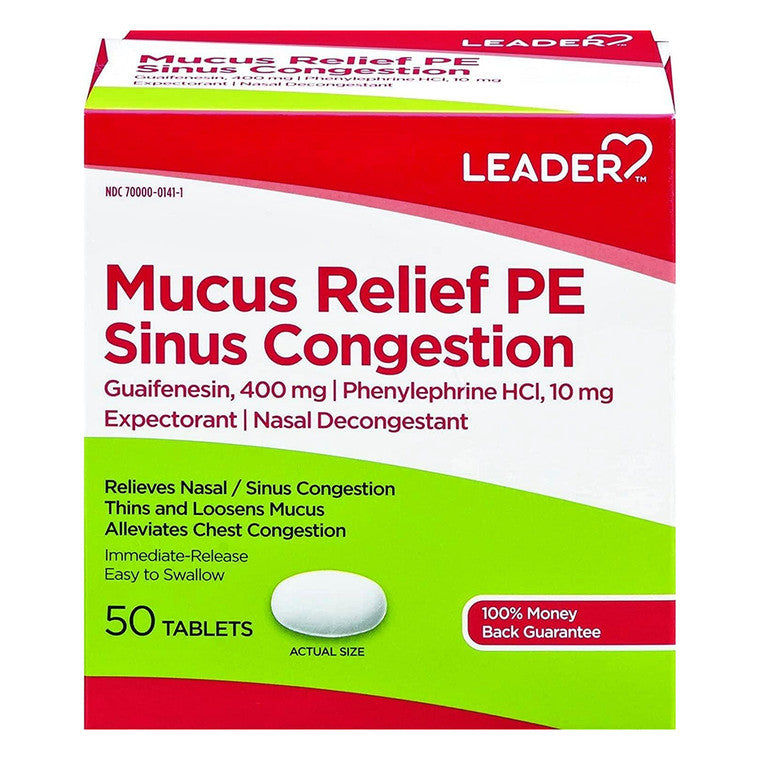 Leader Leader Mucus Relief Pe Sinus Congestion Tablets Medicine & Drugs White Smoke