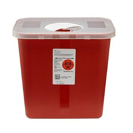Kendall Kendall Sharps Container, 2 Gallon, Red with Hinged Lid – Each Medical Supplies White Smoke