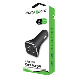 0 Chargeworx  Usb  4 Pt CrChg Blk 1 Power Adapters & Chargers White Smoke