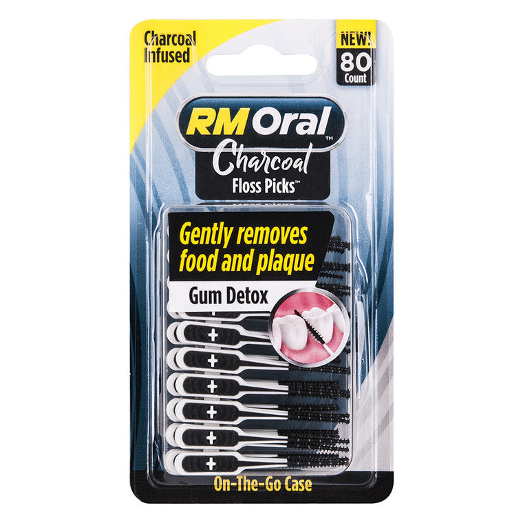 RM Oral RM Oral EZ Floss Picks, Gum Detox, Charcoal Dental Floss Black