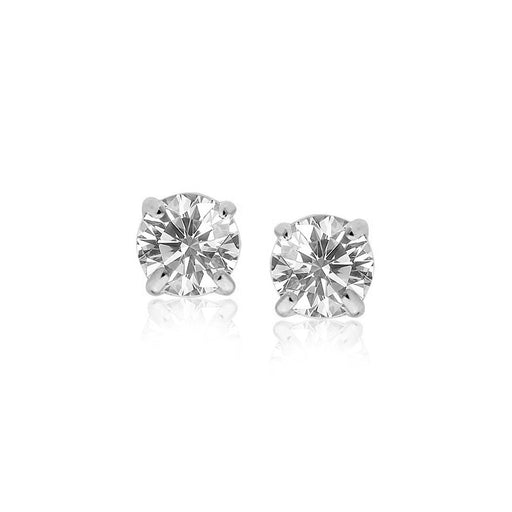 Bids.com Sterling Silver Stud Earrings with White Hue Faceted Cubic Zirconia Earrings White Smoke Sterling Silver