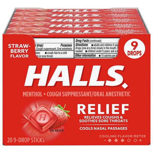 Halls Halls Mentho-Lyptus Drops Strawberry Respiratory Care Firebrick