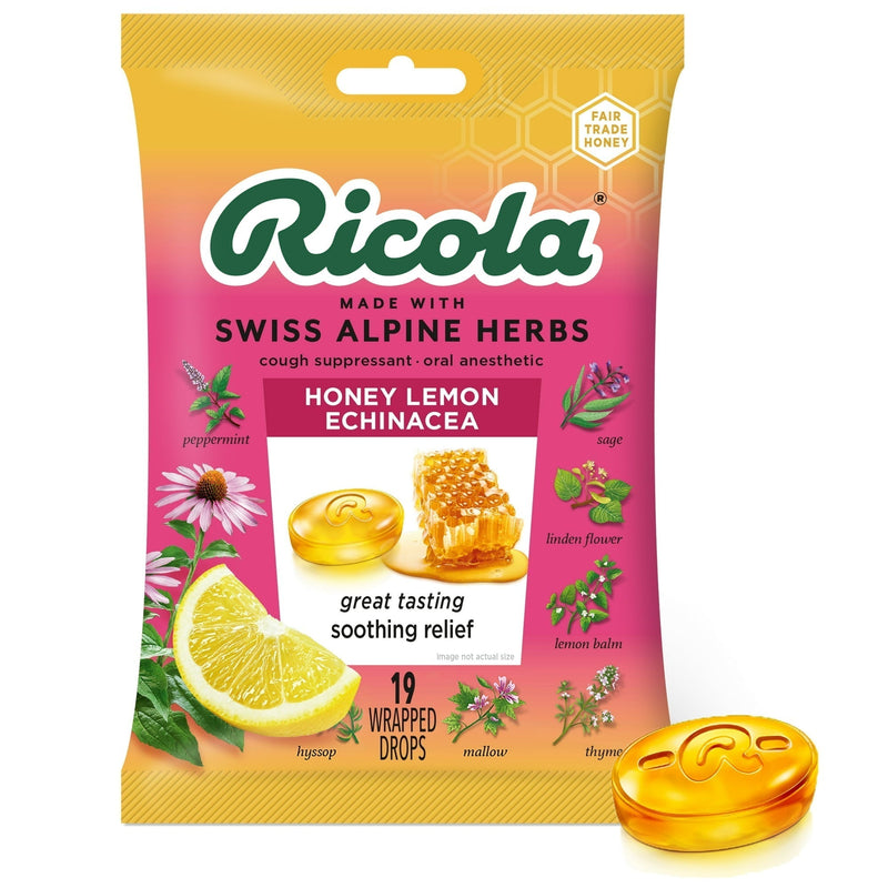 Ricola Ricola Cough Suppressant Throat Drops, Honey Lemon With Echinacea Health & Beauty White Smoke