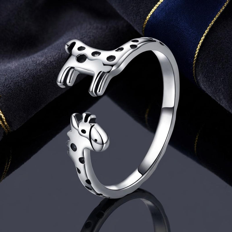 Bids.com 925 Sterling Silver Oxidized Giraffe Ring for Women Rings Black