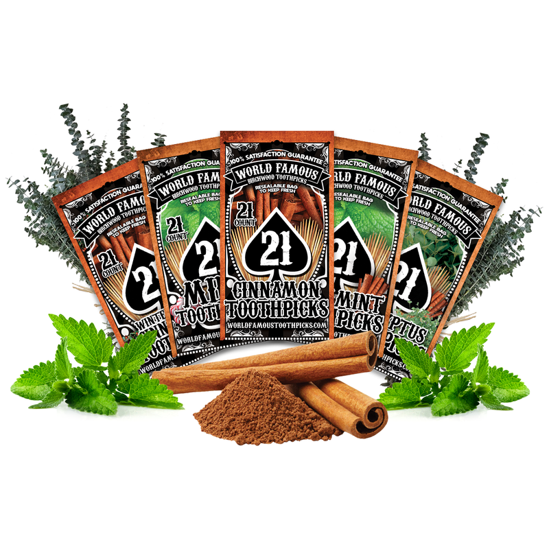 BiteMyWood Flavored Birchwood Toothpicks Variety Pack, 21-Count Resealable Bags Beauty & Personal Care - Nasal & Oral Care - Dental Floss & Picks Dark Salmon Get All 5