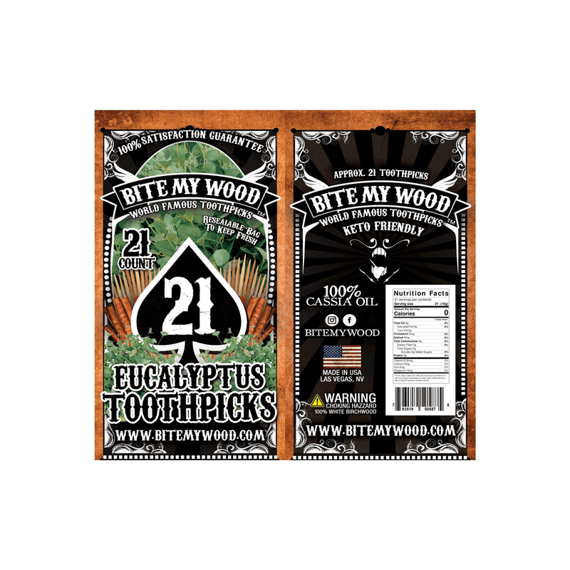 BiteMyWood Flavored Birchwood Toothpicks Variety Pack, 21-Count Resealable Bags Beauty & Personal Care - Nasal & Oral Care - Dental Floss & Picks Black Get All 5,Cinnamon,Cinnamint,Eucalyptus,Mint,Wintergreen