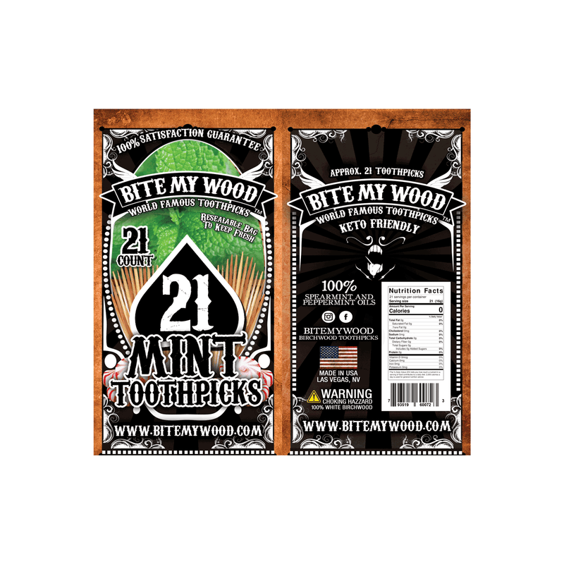 BiteMyWood Flavored Birchwood Toothpicks Variety Pack, 21-Count Resealable Bags Beauty & Personal Care - Nasal & Oral Care - Dental Floss & Picks Black Get All 5,Cinnamon,Cinnamint,Eucalyptus,Mint,Wintergreen