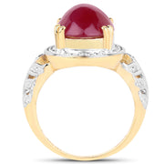 Bids.com 14K Yellow Gold Plated 4.46 Carat Genuine Glass Filled Ruby .925 Sterling Silver Ring Rings White Smoke size 6.00,size 8.00,size 7.00,size 9.00,size 5.00