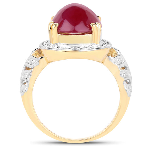 Bids.com 14K Yellow Gold Plated 4.46 Carat Genuine Glass Filled Ruby .925 Sterling Silver Ring Rings White Smoke size 6.00,size 8.00,size 7.00,size 9.00,size 5.00