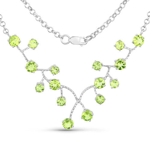 Bids.com 6.00 Carat Genuine Peridot .925 Sterling Silver Necklace Necklaces White Smoke size 18.00