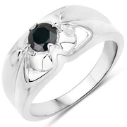 Bids.com 0.50 Carat Genuine Black Diamond .925 Sterling Silver Ring Rings White Smoke size 5.00,size 6.00,size 7.00,size 8.00,size 9.00