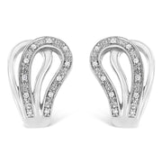 Bids.com .925 Sterling Silver Pave-Set Diamond Accent Horseshoe Hoop Earring (I-J Color, I1-I2 Clarity) Earrings White Smoke White.Sterling Silver / 0.11