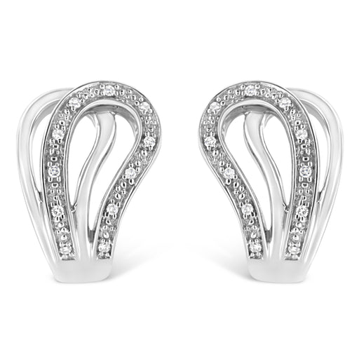 Bids.com .925 Sterling Silver Pave-Set Diamond Accent Horseshoe Hoop Earring (I-J Color, I1-I2 Clarity) Earrings White Smoke White.Sterling Silver / 0.11