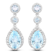 Bids.com 9.46 Carat Genuine Blue Topaz and White Topaz .925 Sterling Silver Earrings Earrings White Smoke