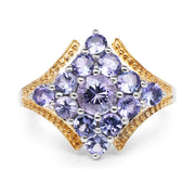 Bids.com Two Tone Plated 1.67 Carat Genuine Tanzanite .925 Sterling Silver Ring Rings White Smoke size 7.00,size 6.00,size 8.00,size 9.00
