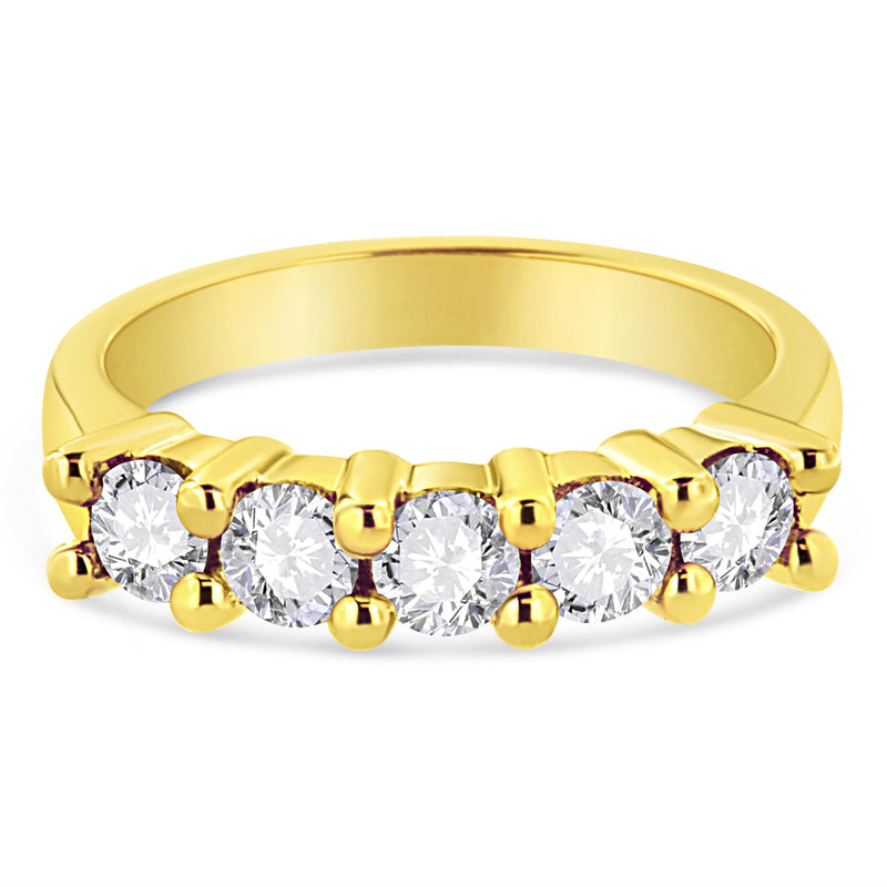Bids.com 14K Yellow Gold Plated .925 Sterling Silver 1.0 Cttw Shared Prong-set Round Diamond 5 Stone Band Ring (J-K Color, I1-I2 Clarity) - Size 7 Rings White Smoke 7 / Yellow.Sterling Silver,9 / Yellow.Sterling Silver,8 / Yellow.Sterling Silver,6 / Yellow.Sterling Silver