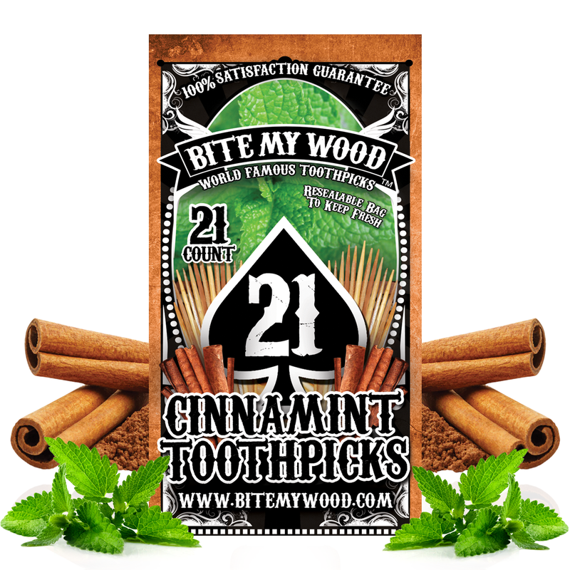 BiteMyWood Flavored Birchwood Toothpicks Variety Pack, 21-Count Resealable Bags Beauty & Personal Care - Nasal & Oral Care - Dental Floss & Picks White Smoke Cinnamint