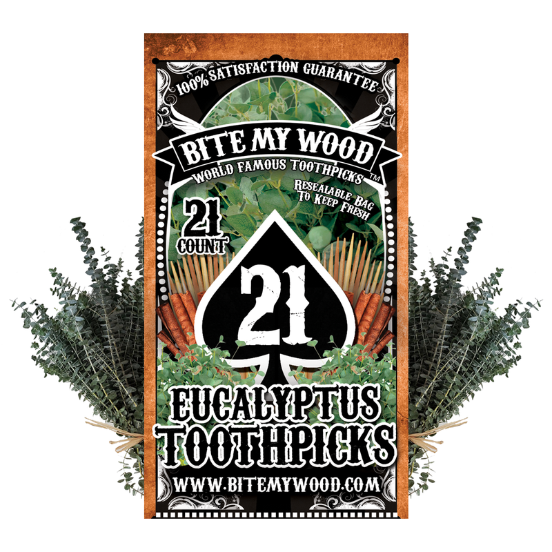 BiteMyWood Flavored Birchwood Toothpicks Variety Pack, 21-Count Resealable Bags Beauty & Personal Care - Nasal & Oral Care - Dental Floss & Picks White Smoke Eucalyptus