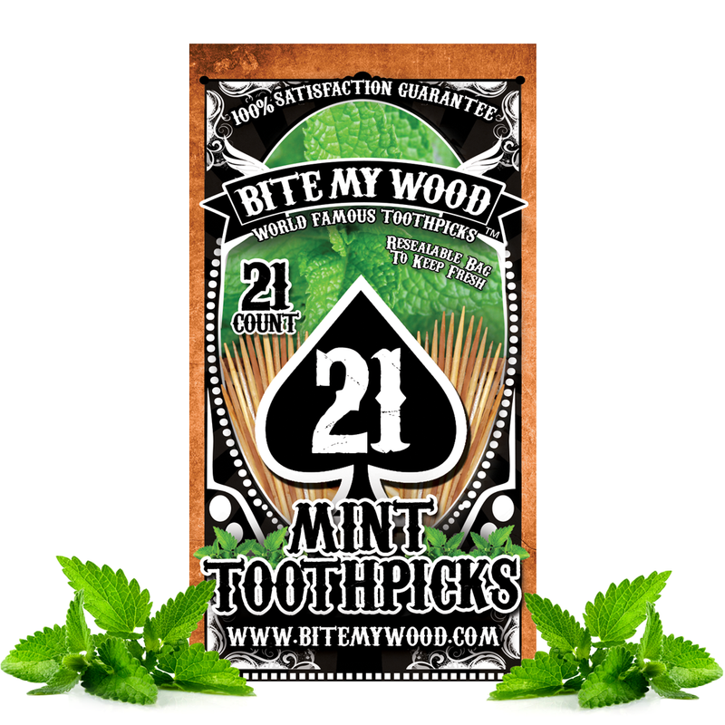 BiteMyWood Flavored Birchwood Toothpicks Variety Pack, 21-Count Resealable Bags Beauty & Personal Care - Nasal & Oral Care - Dental Floss & Picks White Smoke Mint