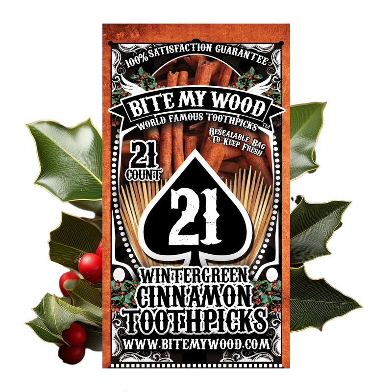 BiteMyWood Flavored Birchwood Toothpicks Variety Pack, 21-Count Resealable Bags Beauty & Personal Care - Nasal & Oral Care - Dental Floss & Picks White Smoke Wintergreen