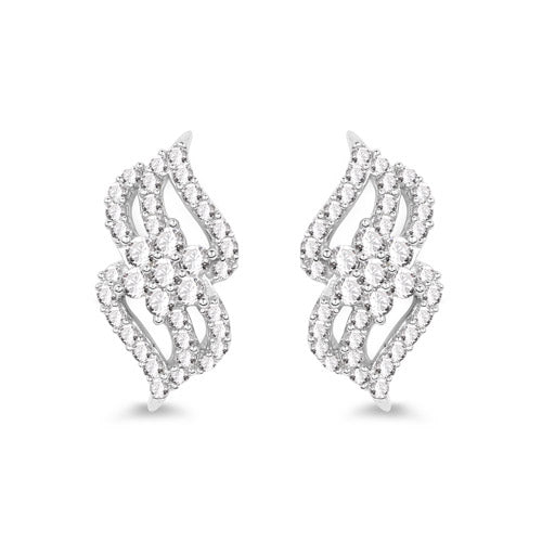 Bids.com 0.68 Carat Genuine White Diamond 14K White Gold Earrings (G-H Color, SI1-SI2 Clarity) Earrings White Smoke Default Title