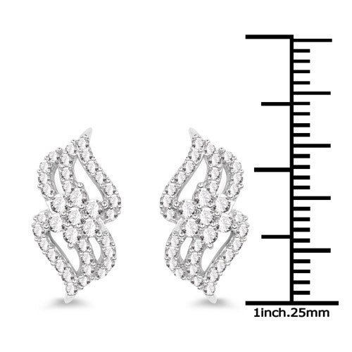 Bids.com 0.68 Carat Genuine White Diamond 14K White Gold Earrings (G-H Color, SI1-SI2 Clarity) Earrings White Smoke