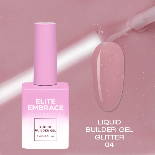 nbmsupply ELITE EMBRACE Professional Liquid Builder Gel Glitter 04 15ml ELBGG0415 Rosy Brown