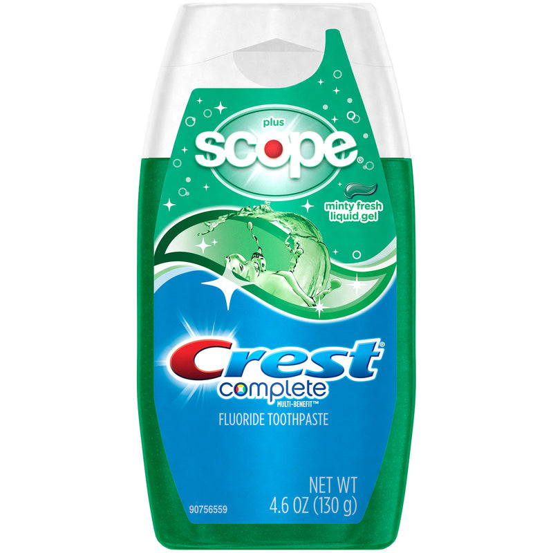 Crest Crest Complete Whitening Plus Scope Multi-Benefit Fluoride Liquid Gel Toothpaste, Minty Fresh, 4.6 Ounce Toothpaste White Smoke