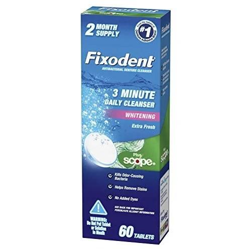 Fixodent Fixodent Plus Scope Daily Denture Cleaner Tablets, 60 Count (2 Month Supply) Denture Cleaners Midnight Blue