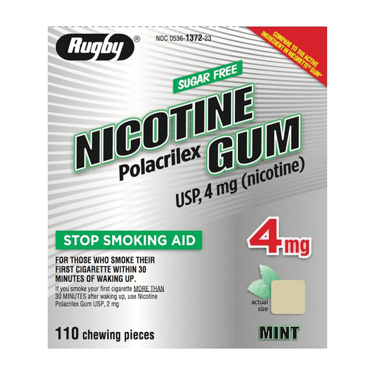 Rugby Rugby Nicotine Gum 4 mg - Starburst Mint Flavor, 110 Pieces Medicine & Drugs Gray