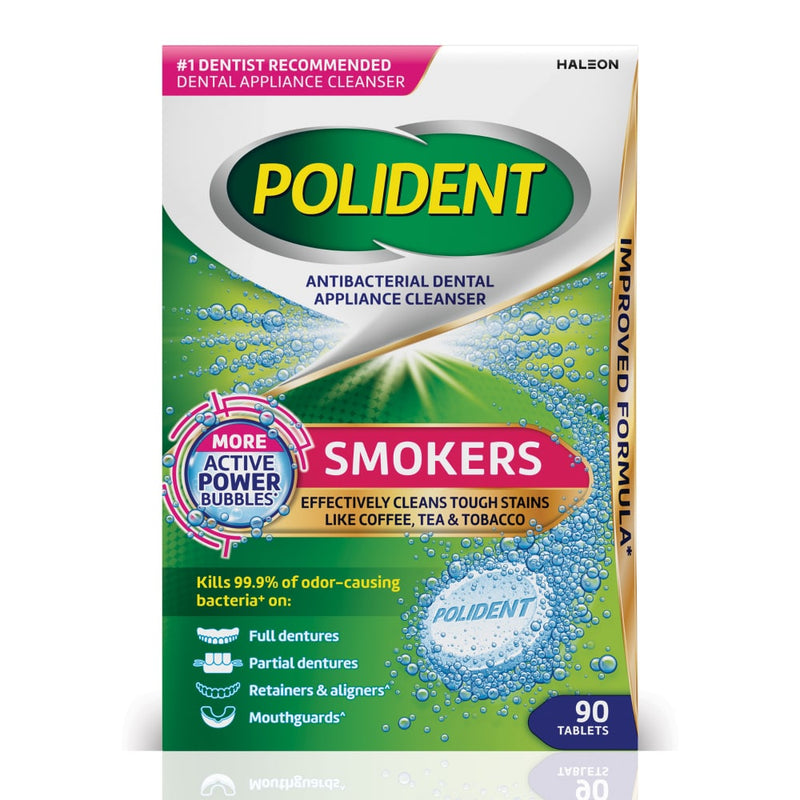Polident Polident Smokers Antibacterial Dental Appliance Cleanser Tablets Oral Care White Smoke
