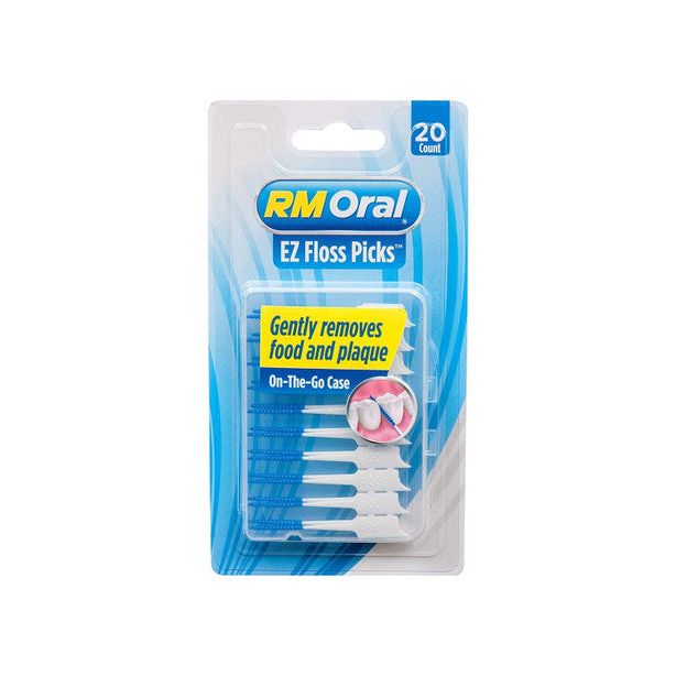 RM Oral RM Oral Ez Floss Picks 20 Count, Blue Dental Floss Light Gray