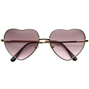 zeroUV Cute Metal Heart Shape Rainbow Color Lens Sunglasses 9205 Sunglasses White Smoke Light Gold Lavender Pink
