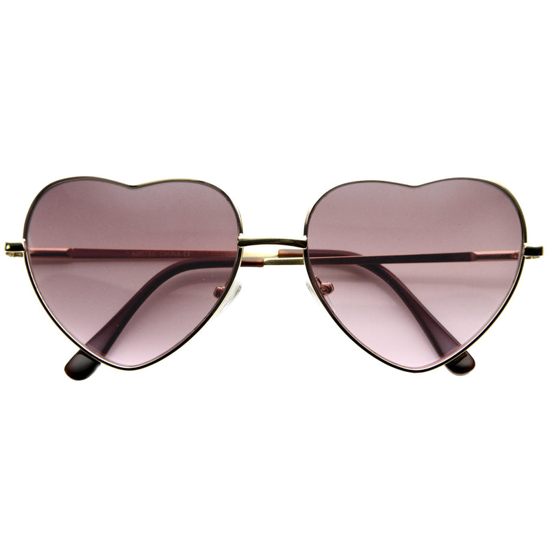 zeroUV Cute Metal Heart Shape Rainbow Color Lens Sunglasses 9205 Sunglasses White Smoke Light Gold Lavender Pink