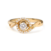 Bids.com 14K Yellow Gold 1/3 Cttw Diamond Solitaire and Halo Swirl Engagement Ring (G-H Color, VS2-SI1 Clarity)- Size 7 Rings White Smoke 7 / Yellow.Gold