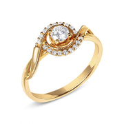 Bids.com 14K Yellow Gold 1/3 Cttw Diamond Solitaire and Halo Swirl Engagement Ring (G-H Color, VS2-SI1 Clarity)- Size 7 Rings White Smoke 7 / Yellow.Gold