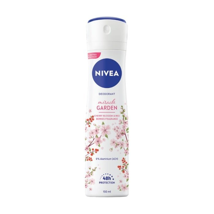 Nivea Nivea Miracle Garden Antiperspirant Spray Cherry Blossom And Red Berries 150ml Cosmetics White Smoke