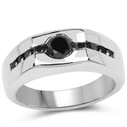 Bids.com 0.74 Carat Genuine Black Diamond .925 Sterling Silver Ring Rings White Smoke size 9.00,size 6.00,size 7.00,size 8.00