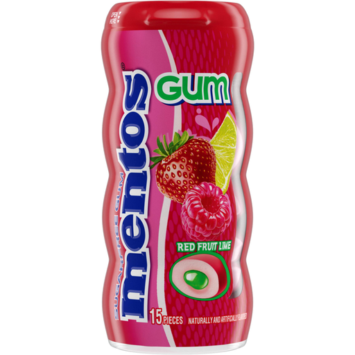 Mentos Mentos Gum, Sugarfree, Red Fruit, Lime 15 ct Candy & Chocolate Firebrick