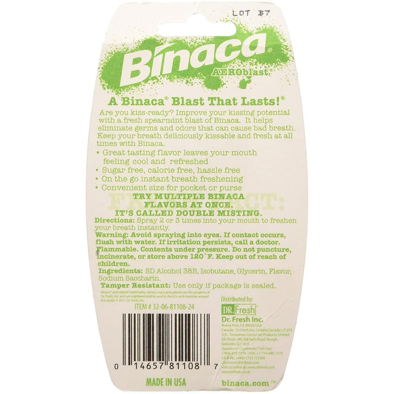 Binaca Binaca Aerosol Breath Spray, SpearMint Breath Spray Light Gray